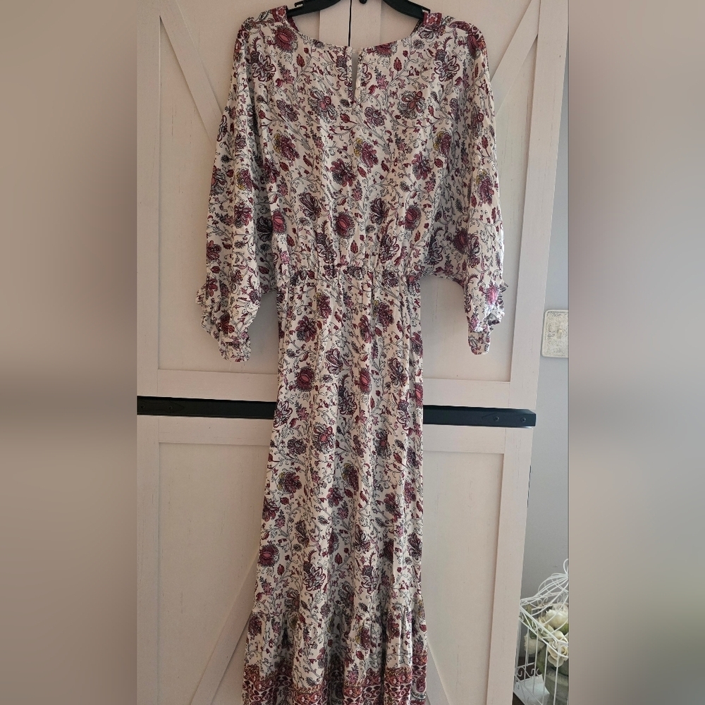Umgee Floral Bohemian Maxi Dress - Red and Cream - Picture 5 of 6